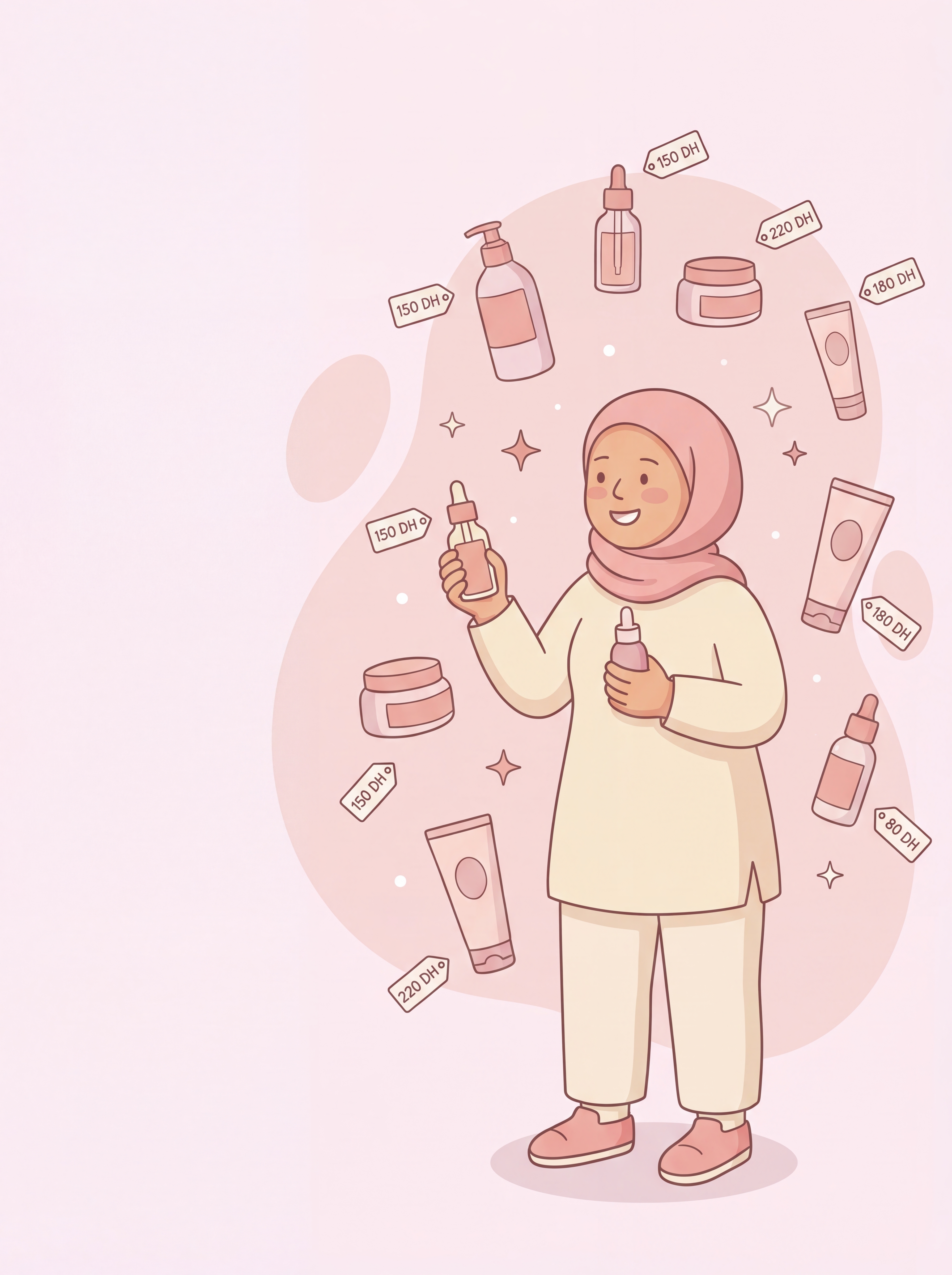 Illustration de produits cosmétiques avec prix